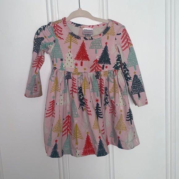 HANNA ANDERSSON TWIRL CELEBRATION PINK TWINKLY TREES  SKATER DRESS - Picture 1 of 4